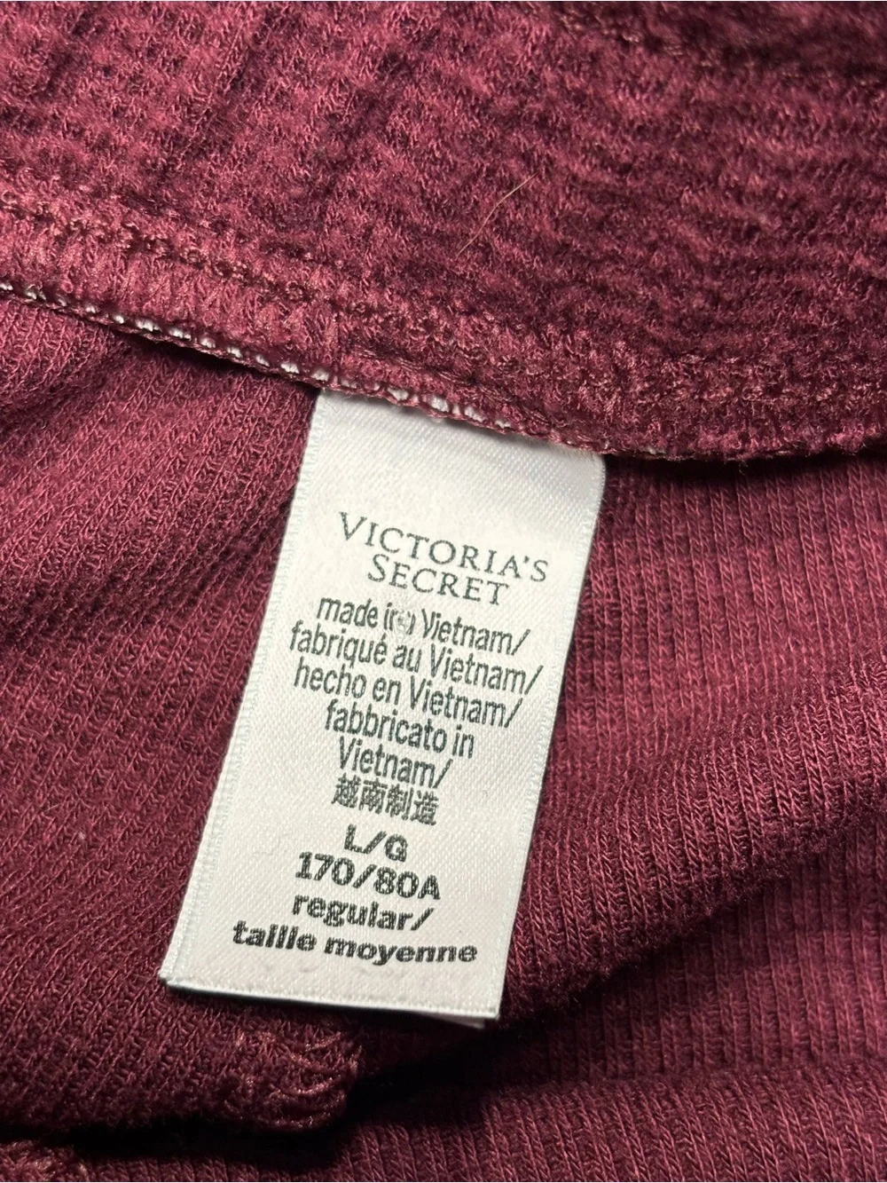 Victoria’s Secret Waffle Knit Lounge Jogger Pants Burgundy High Rise Size Large